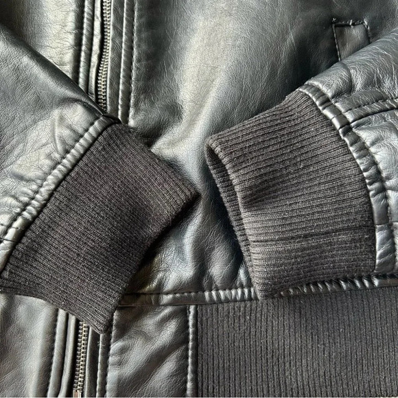 Ci Sono By Cavalini Black Faux Leather Bomber Jacket - Picture 12 of 16